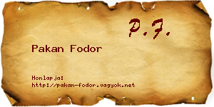 Pakan Fodor névjegykártya